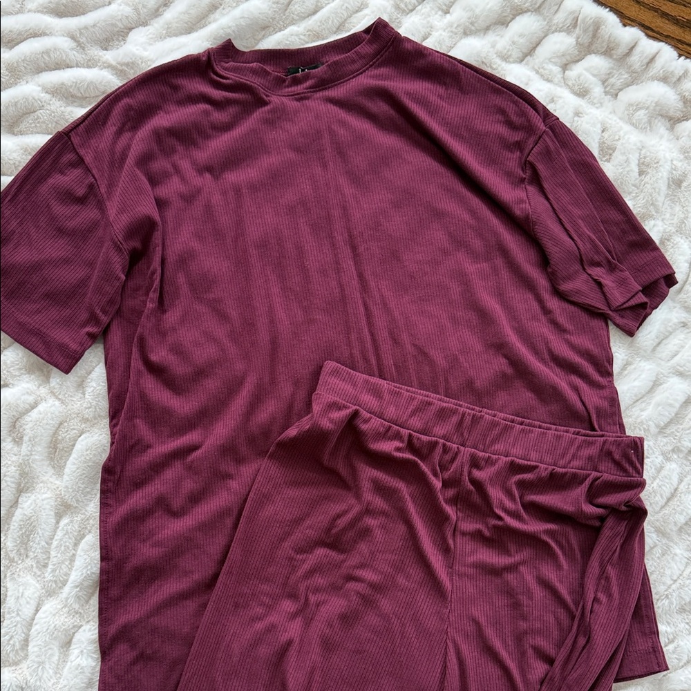 Dressed in LALA ribbed set maroon, m, never worn nwot